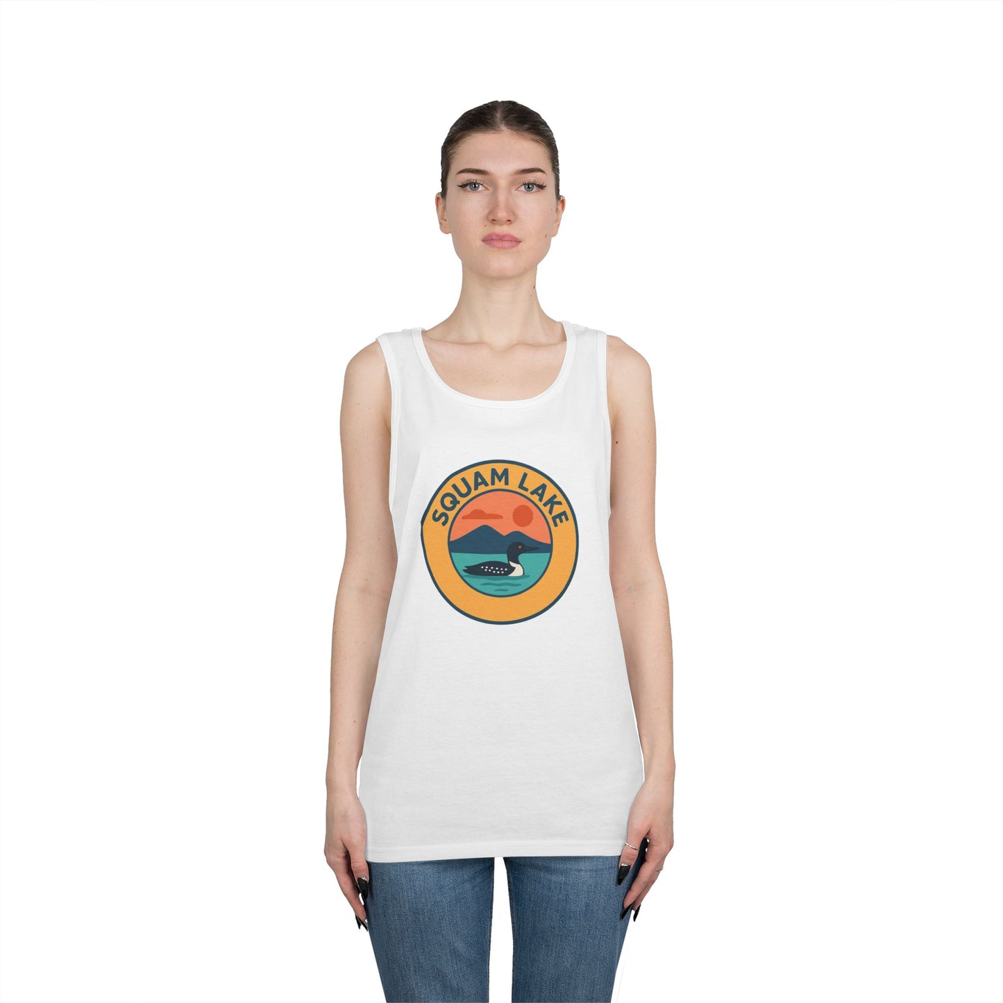 Squam Lake Vintage Unisex Heavy Cotton Tank Top, Summer Shirt, Lake Apparel, Outdoor Activity, Gift for Nature Lovers
