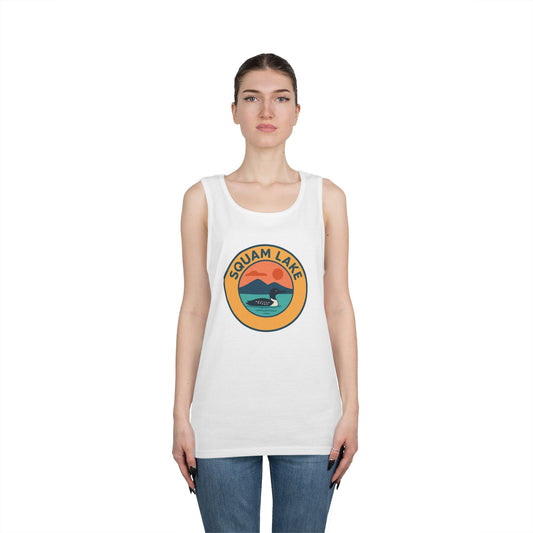 Squam Lake Vintage Unisex Heavy Cotton Tank Top, Summer Shirt, Lake Apparel, Outdoor Activity, Gift for Nature Lovers