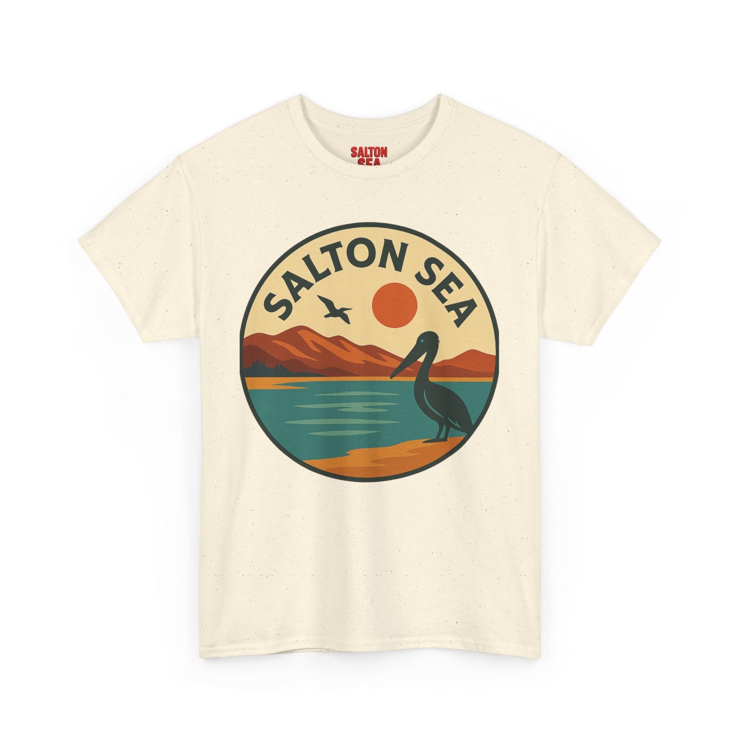 Salton Sea Graphic Tee | Unisex Heavy Cotton T-Shirt, Nature Lover Gift, Lake Adventure Shirt, Outdoor Apparel, Vintage Lake Design