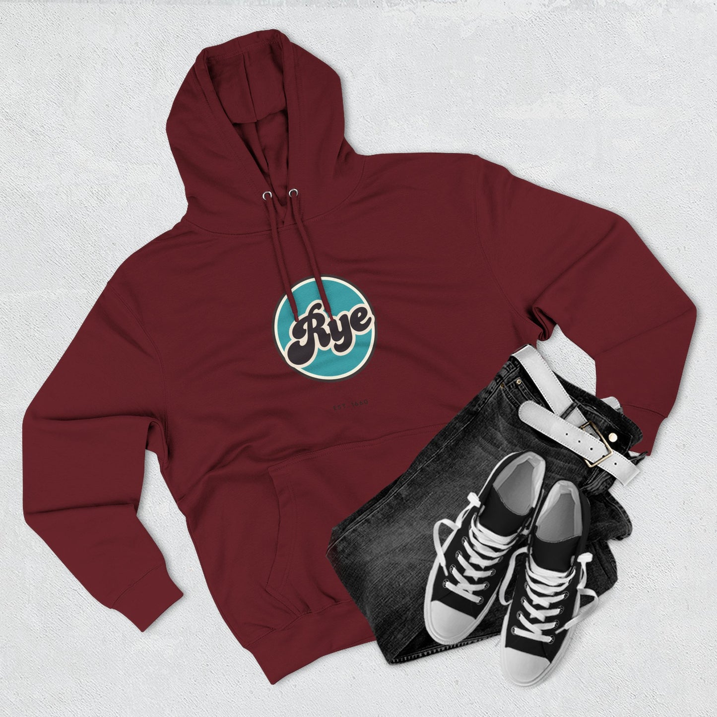 Rye Retro Vibe Hoodie for Casual Days, Streetwear, Unisex Gift, Cozy Layering Apparel