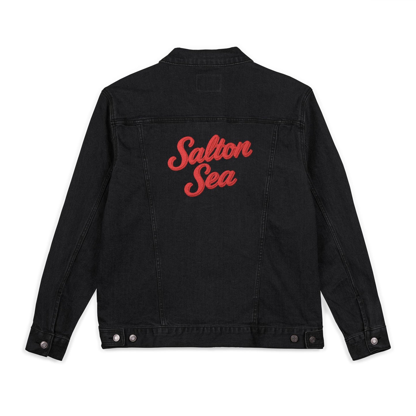 Salton Sea Unisex Embroidered Denim Jacket - Trendy Fall Fashion, Casual Layering, Everyday Wear, Stylish Gift, Unique Statement Piece
