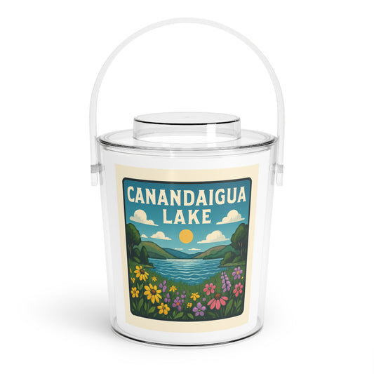 Canandaigua Lake Charming Lake House Ice Bucket with Tongs, Summer Party Essential, Outdoor Gatherings, Vintage Lake Decor, Unique Gifts for Hosts