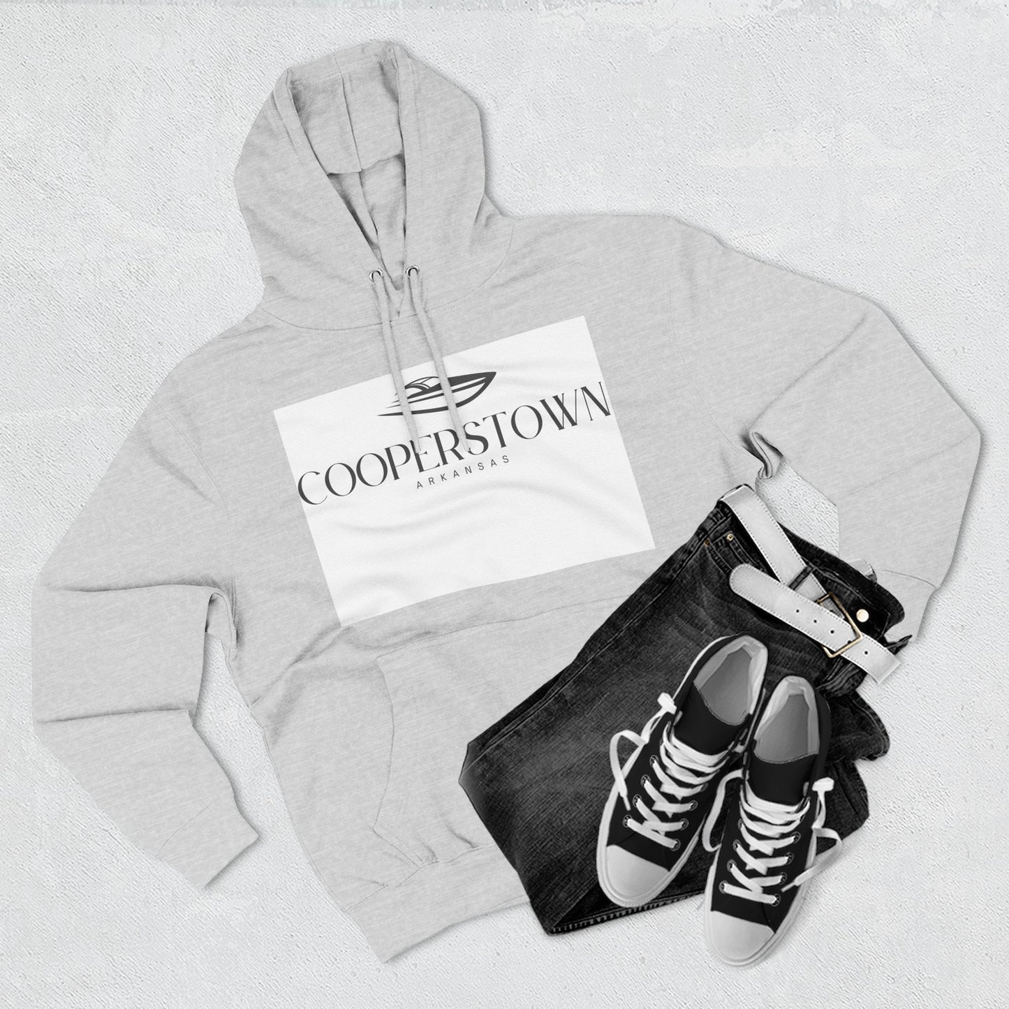 Cooperstown Stylish Three-Panel Fleece Hoodie for Cozy Days, Casual Wear, Warm Layering, Gift for Him or Her