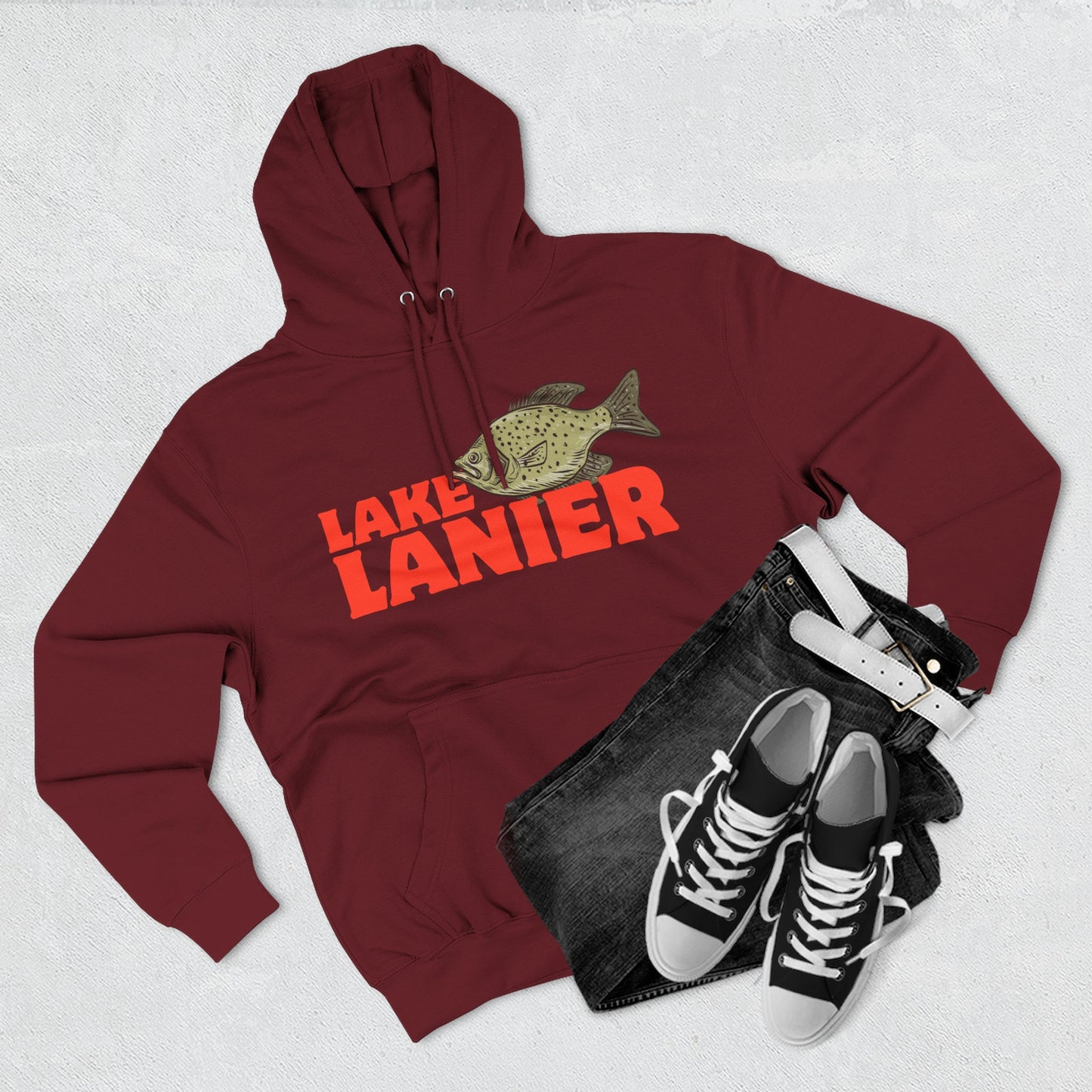 Lake Lanier Fleece Hoodie, Cozy Fishing Sweatshirt, Outdoor Adventure Wear, Unique Gift for Lake Lovers, Perfect for Fall and Winter