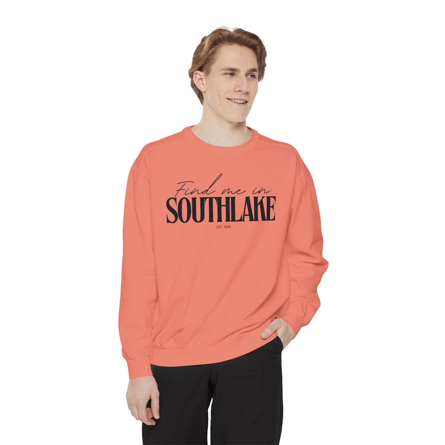 Southlake Cozy Sweatshirt, Unisex Garment-Dyed Crew, Casual Wear, Gift for Friends, Fall Fashion, Lounge Style