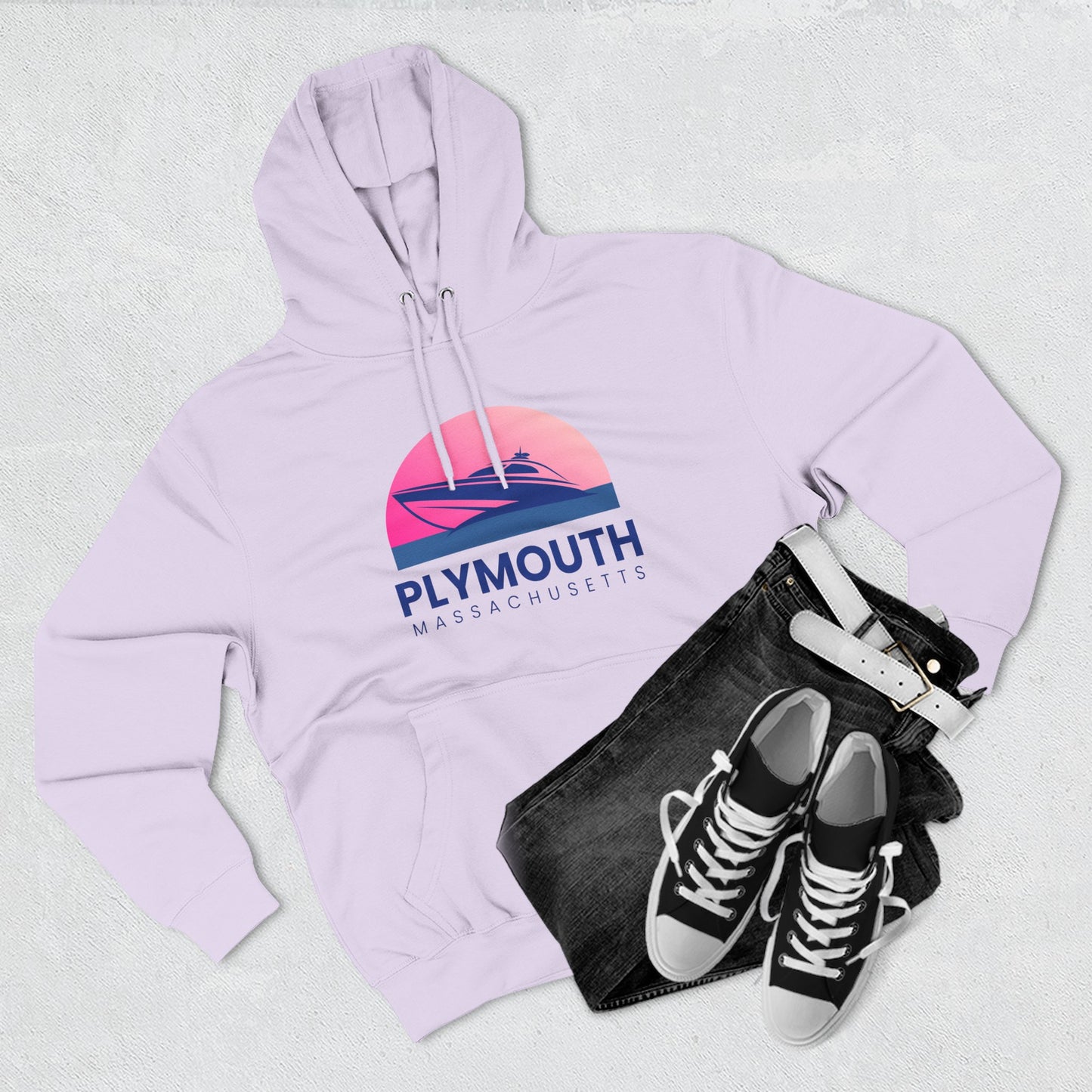 Plymouth Vibes Hoodie with Design, Perfect for Autumn Lovers, Comfortable and Stylish, Great Gift for Vacations