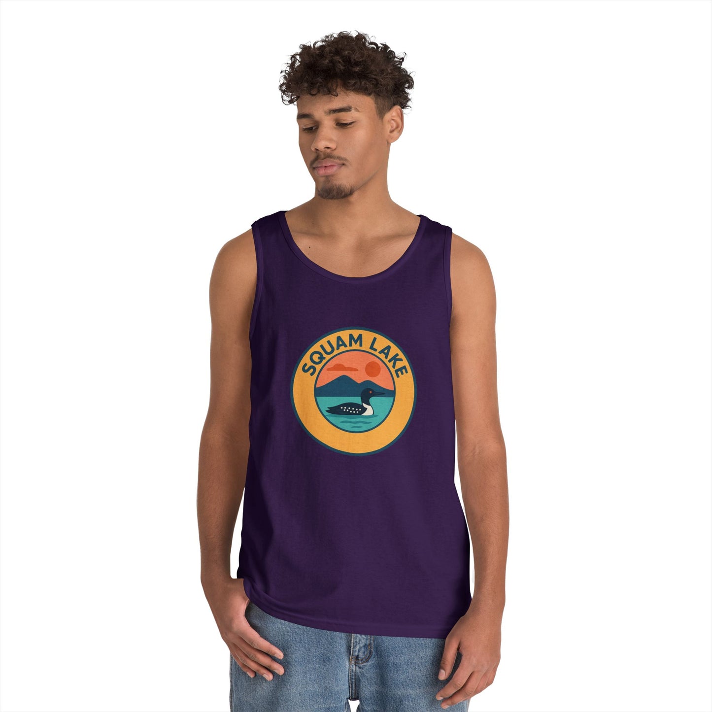 Squam Lake Vintage Unisex Heavy Cotton Tank Top, Summer Shirt, Lake Apparel, Outdoor Activity, Gift for Nature Lovers