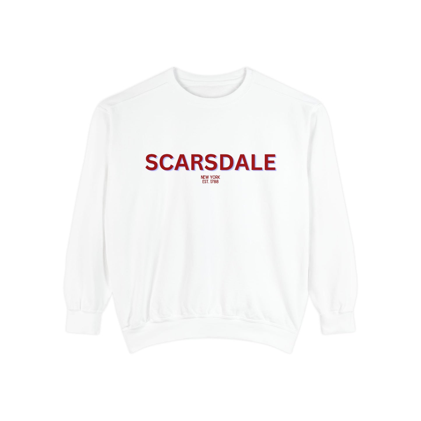Scarsdale Cozy Sweatshirt, Unisex Garment-Dyed Crew, Casual Wear, Gift for Friends, Fall Fashion, Lounge Style
