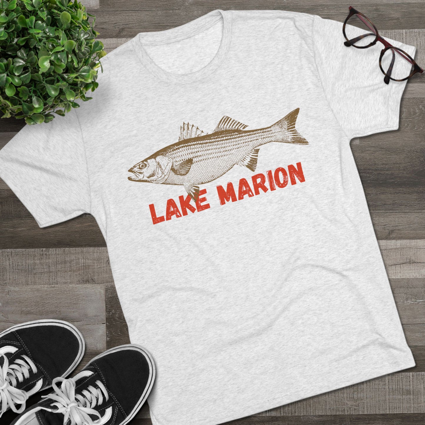 Lake Marion Fishing Tee, Unisex Crew Neck Shirt, Summer Lake Apparel, Gift for Fishermen, Outdoor Adventure T-Shirt, Lake House Style