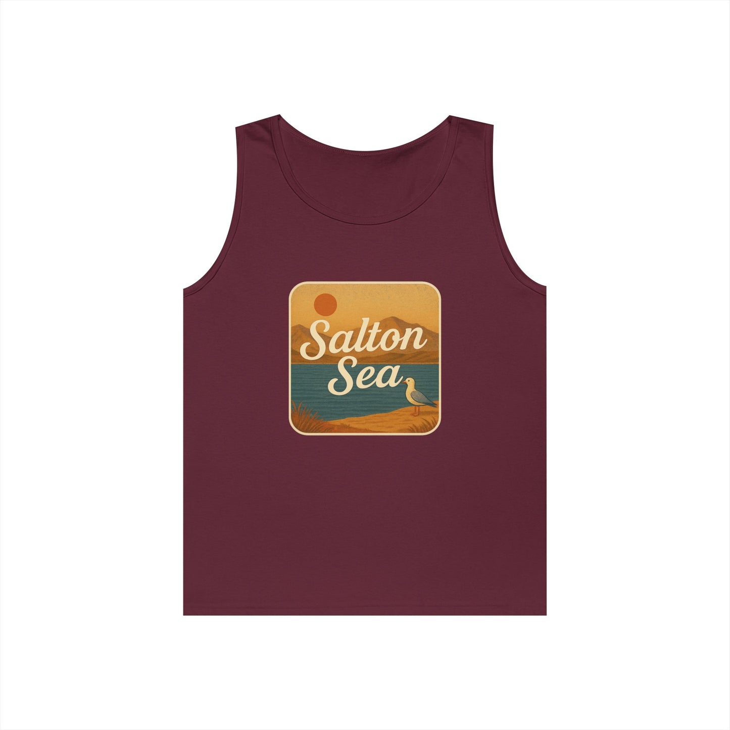 Salton Sea Vintage Unisex Heavy Cotton Tank Top, Summer Shirt, Lake Apparel, Outdoor Activity, Gift for Nature Lovers