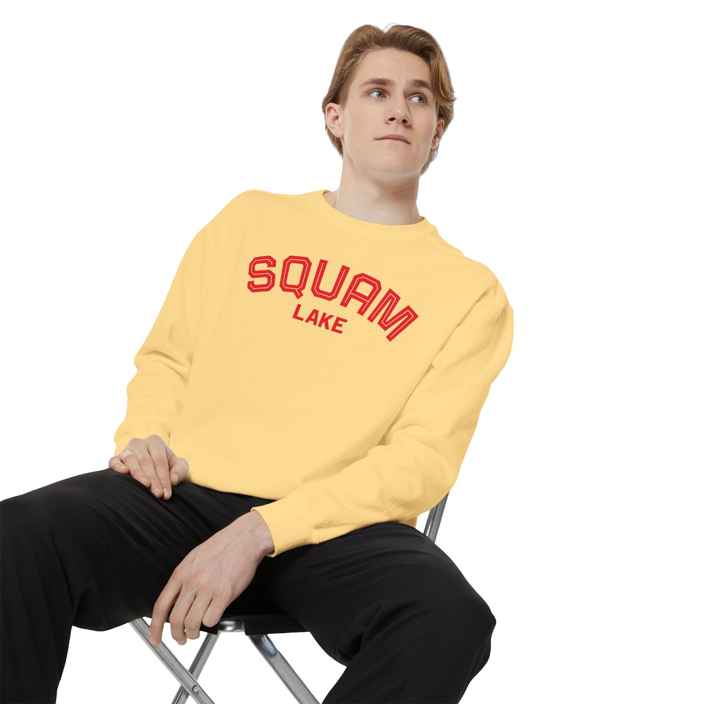 Squam Lake Unisex Garment-Dyed Sweatshirt, Cozy Casual Wear, Perfect for Lakeside Gatherings, Great for Fall, Gift for Nature Lovers