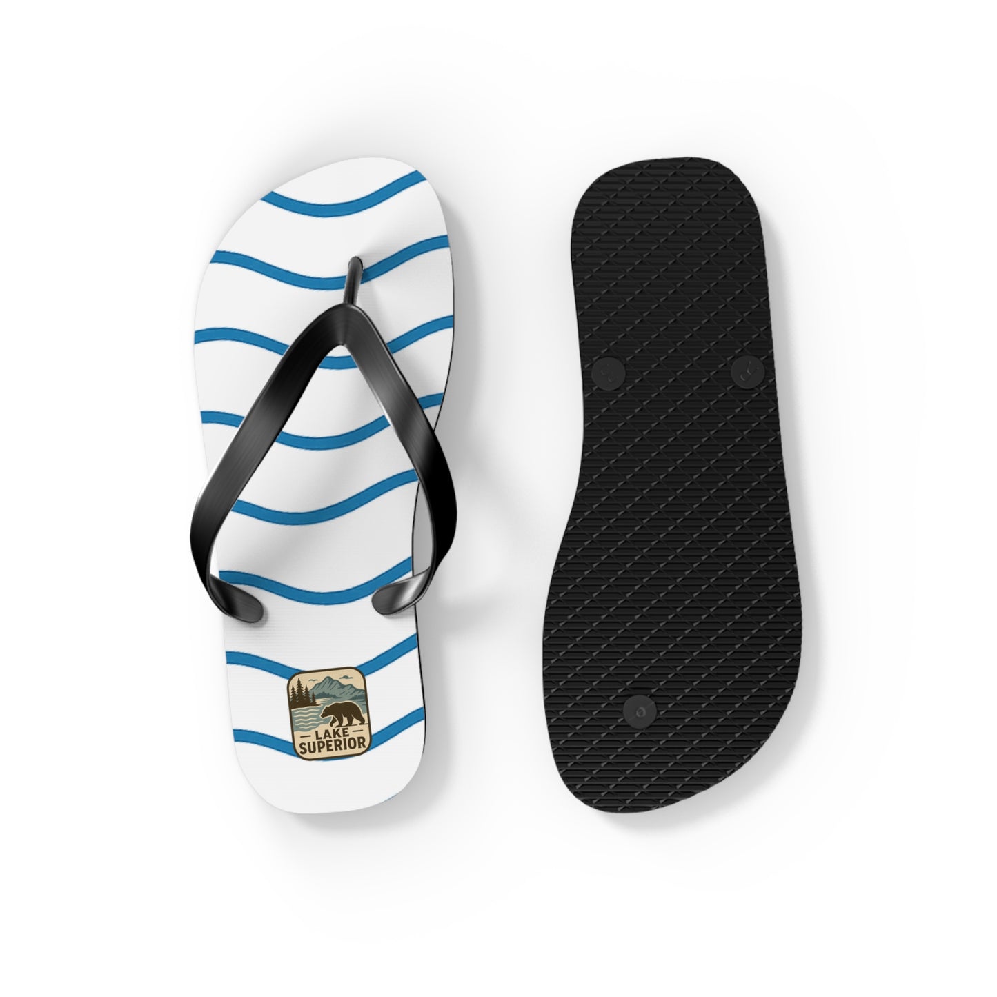 Lake Superior Beachy Vibes Flip Flops - Summer Sandals, Poolside Footwear, Vacation Essentials, Casual Summer Shoes, Beach Accessories