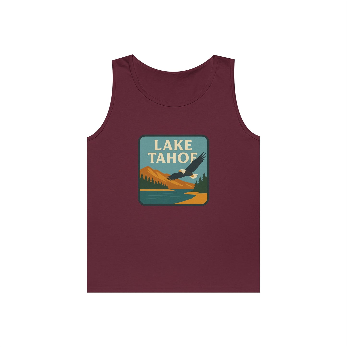 Lake Tahoe Vintage Unisex Heavy Cotton Tank Top, Summer Shirt, Lake Apparel, Outdoor Activity, Gift for Nature Lovers