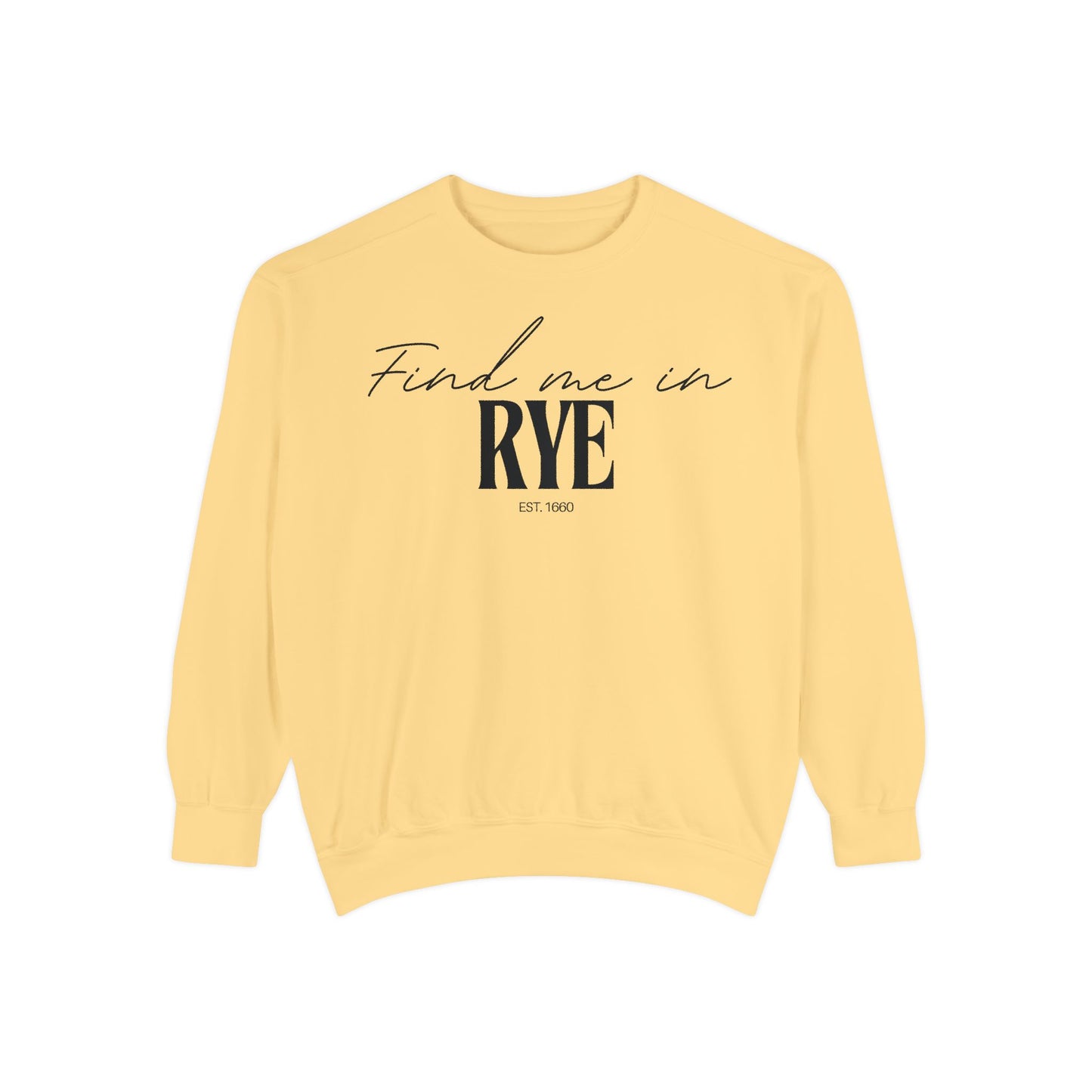 Rye Cozy Sweatshirt, Unisex Garment-Dyed Crew, Casual Wear, Gift for Friends, Fall Fashion, Lounge Style