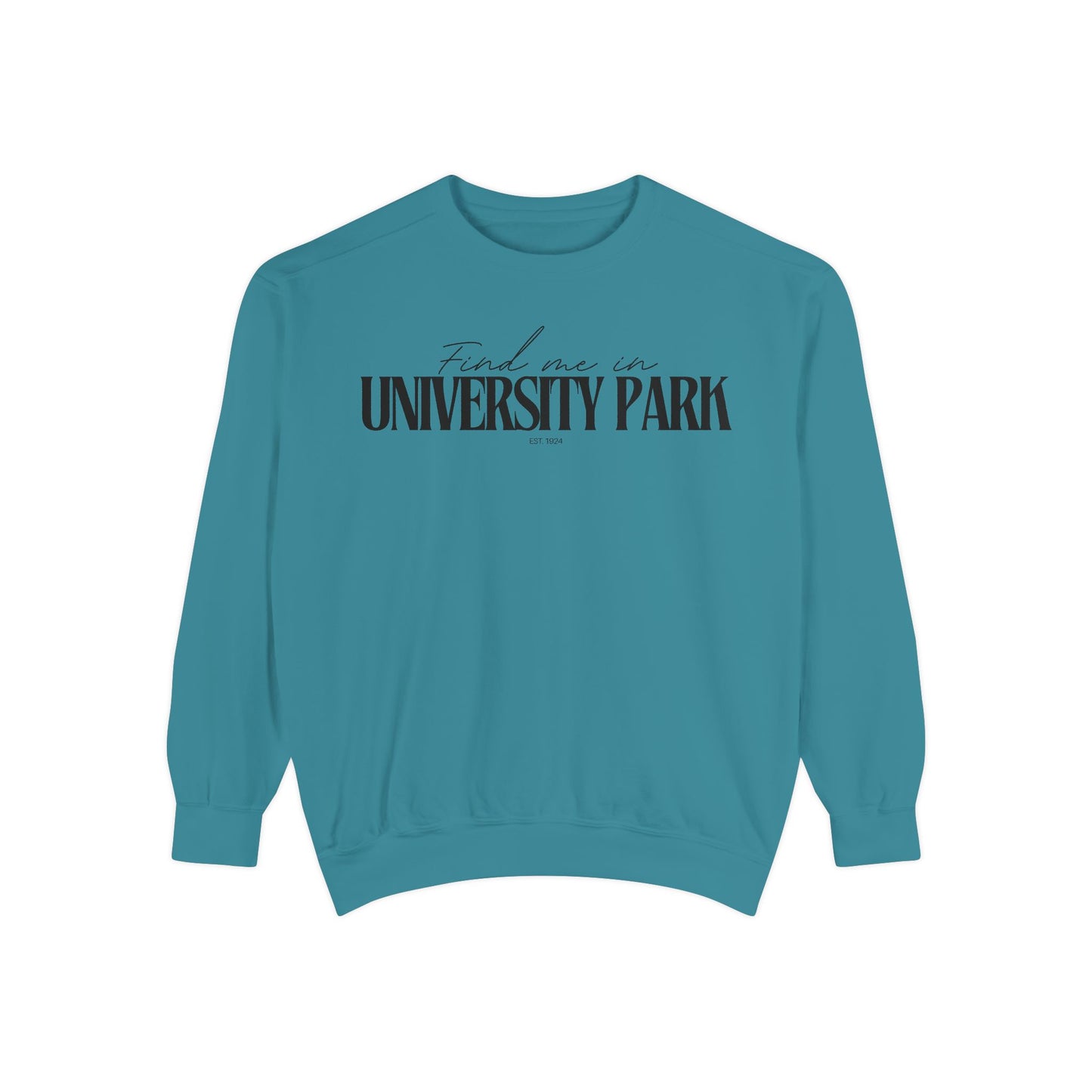 University Park Cozy Sweatshirt, Unisex Garment-Dyed Crew, Casual Wear, Gift for Friends, Fall Fashion, Lounge Style