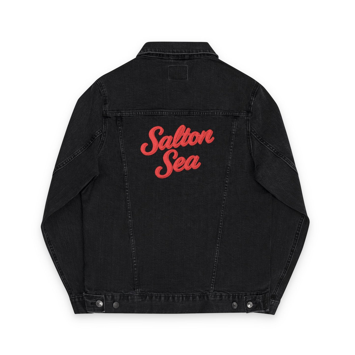 Salton Sea Unisex Embroidered Denim Jacket - Trendy Fall Fashion, Casual Layering, Everyday Wear, Stylish Gift, Unique Statement Piece