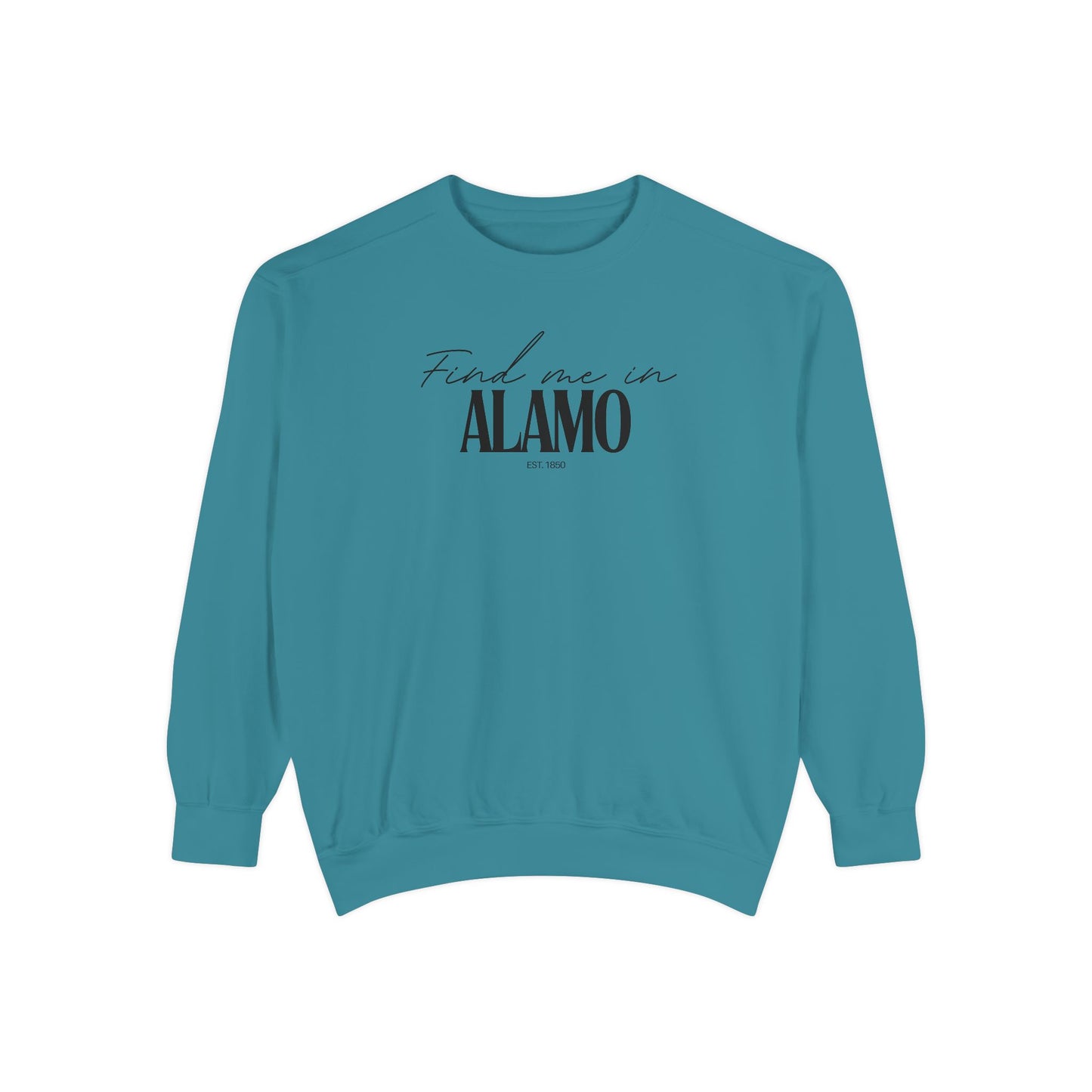 Alamo Cozy Sweatshirt, Unisex Garment-Dyed Crew, Casual Wear, Gift for Friends, Fall Fashion, Lounge Style