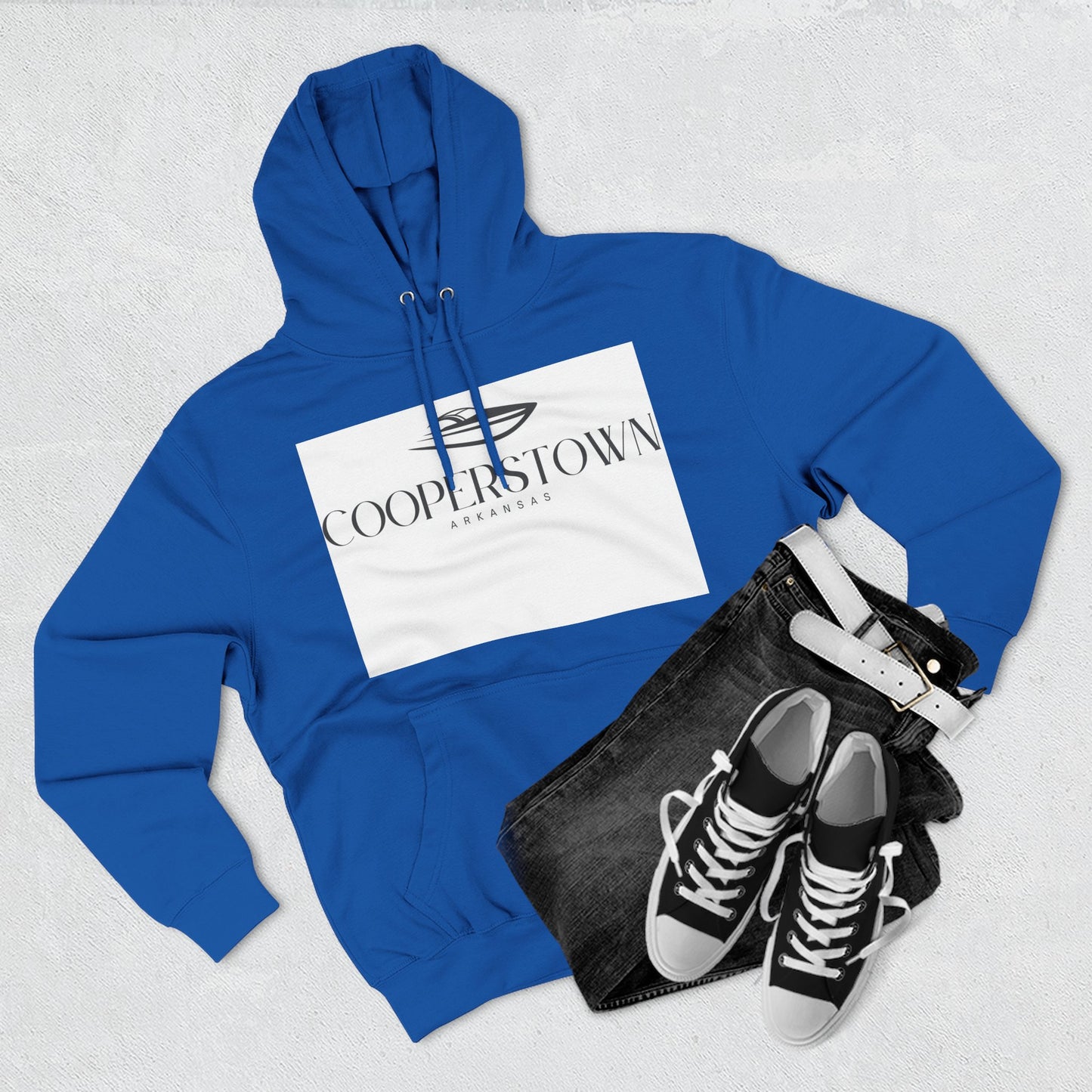 Cooperstown Stylish Three-Panel Fleece Hoodie for Cozy Days, Casual Wear, Warm Layering, Gift for Him or Her