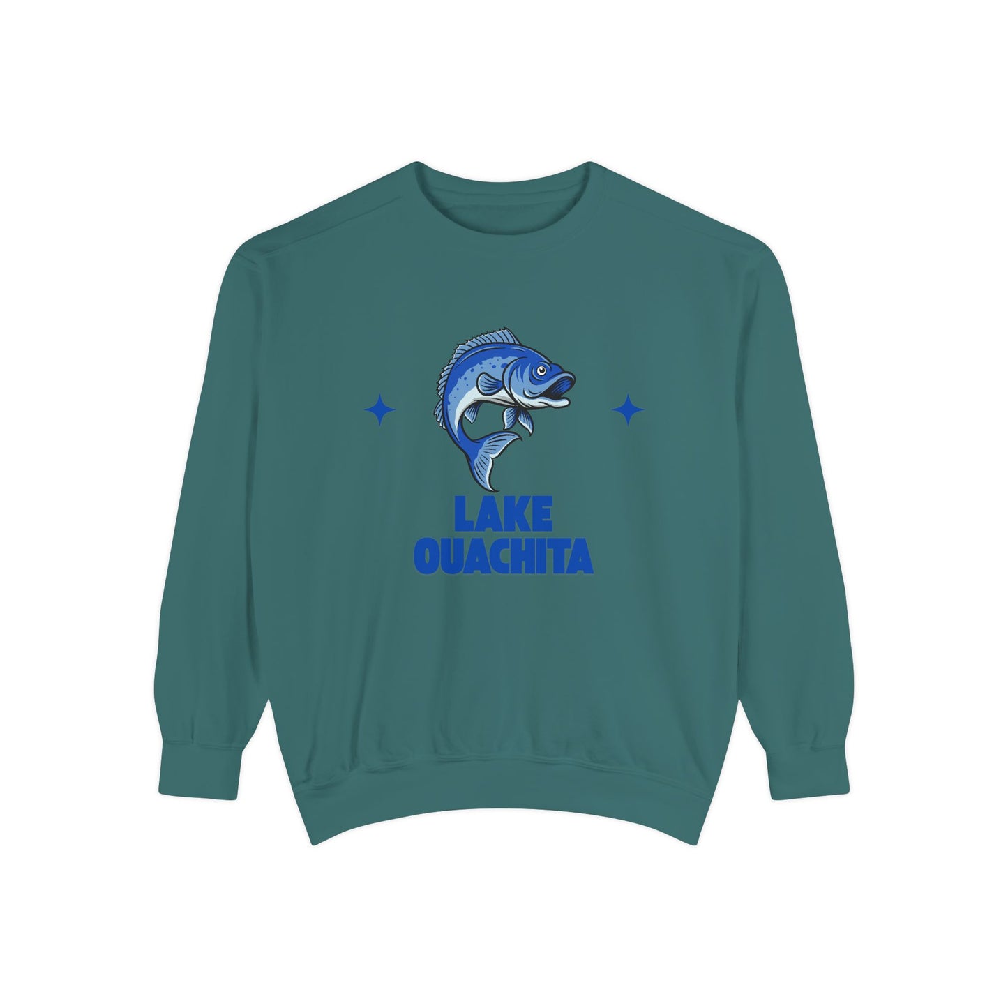 Lake Ouachita Fish Design Unisex Sweatshirt | Cozy Fishing Apparel, Casual Wear, Gift for Anglers, Lake Day Outfit, Nature Lovers Sweatshirt