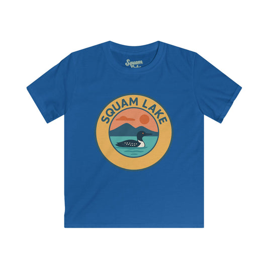 Squam Lake Kids Tee, Softstyle T-Shirt for Children, Summer Adventure Shirt, Lake House Gift, Outdoor Fun Apparel