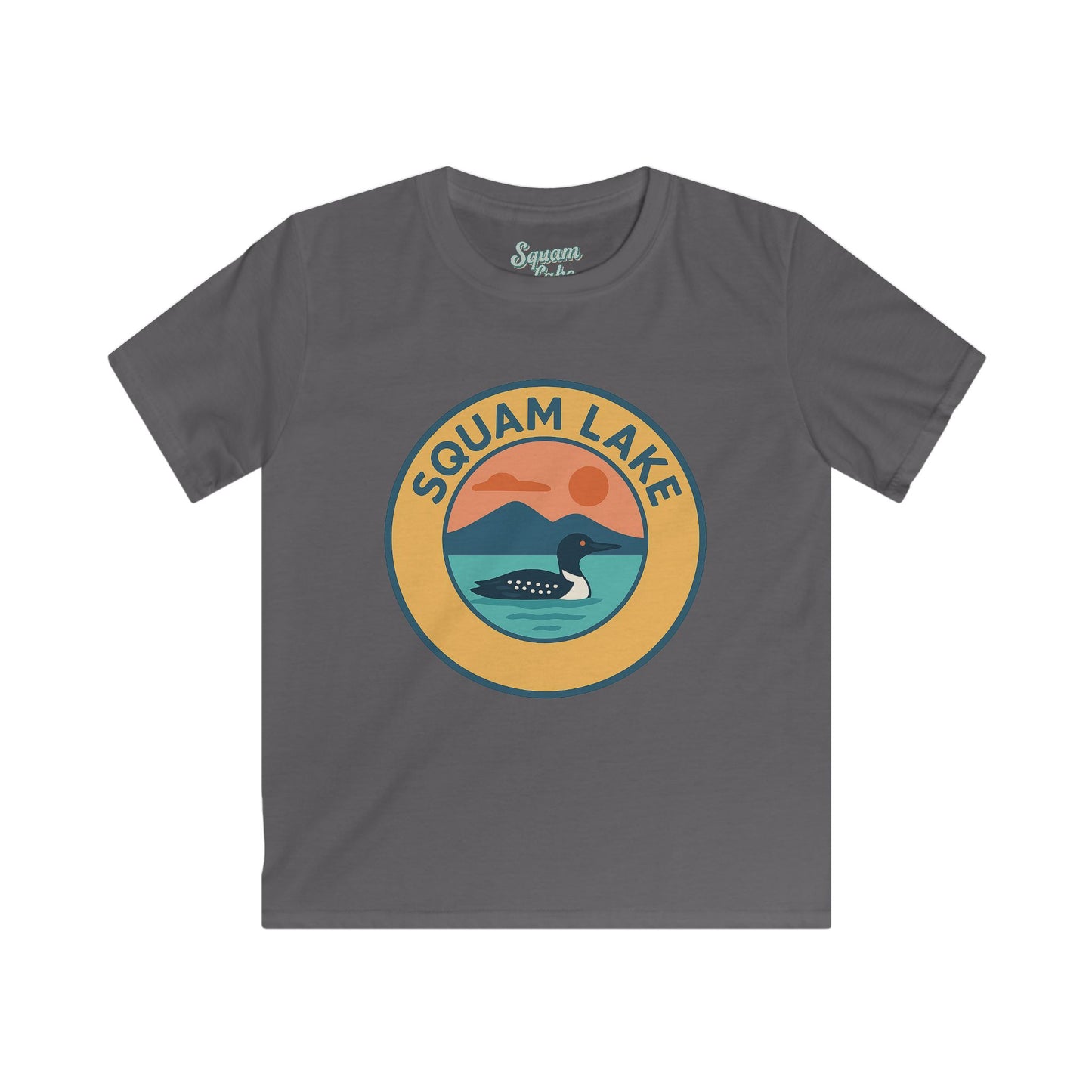 Squam Lake Kids Tee, Softstyle T-Shirt for Children, Summer Adventure Shirt, Lake House Gift, Outdoor Fun Apparel