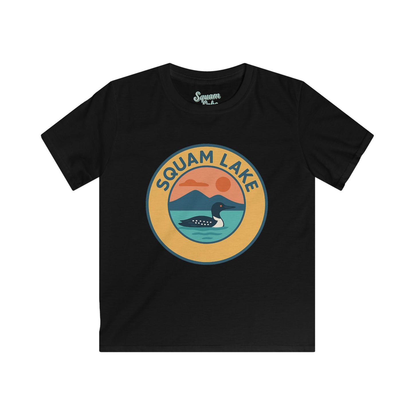 Squam Lake Kids Tee, Softstyle T-Shirt for Children, Summer Adventure Shirt, Lake House Gift, Outdoor Fun Apparel