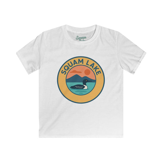 Squam Lake Kids Tee, Softstyle T-Shirt for Children, Summer Adventure Shirt, Lake House Gift, Outdoor Fun Apparel