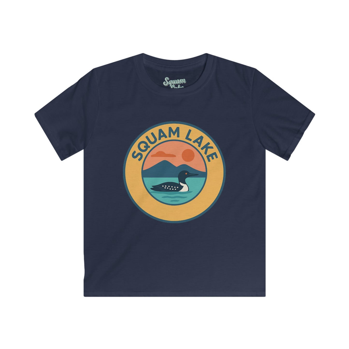 Squam Lake Kids Tee, Softstyle T-Shirt for Children, Summer Adventure Shirt, Lake House Gift, Outdoor Fun Apparel