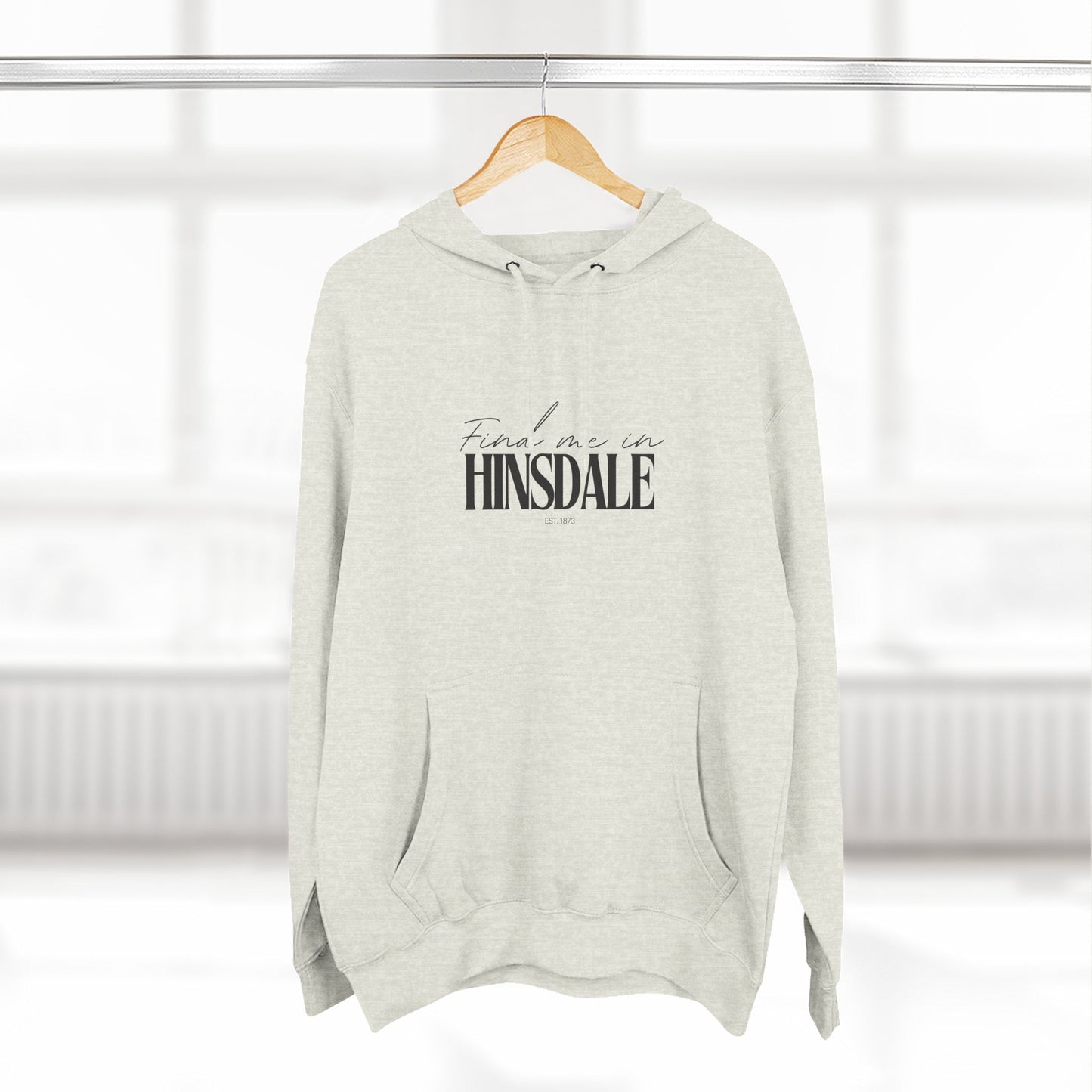 Hinsdale Stylish Three-Panel Fleece Hoodie for Everyday Comfort, Personalized Gift, Casual Wear, Unisex Hoodie, Cozy Fashion
