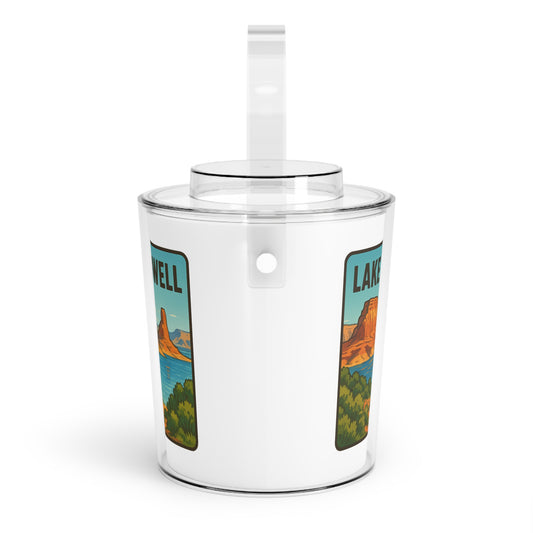 Lake Powell Charming Lake House Ice Bucket with Tongs, Summer Party Essential, Outdoor Gatherings, Vintage Lake Decor, Unique Gifts for Hosts