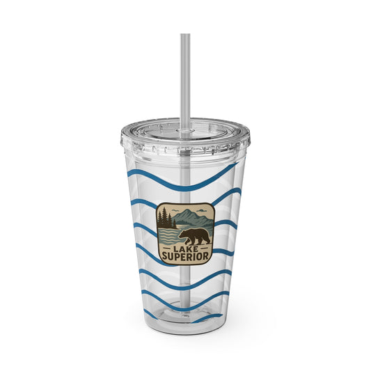 Lake Superior Sunsplash Tumbler, 16oz Clear Drink Cup for Outdoor Adventures, Customizable Travel Mug, Perfect for Summer Fun, Eco-Friendly Beverage [...]