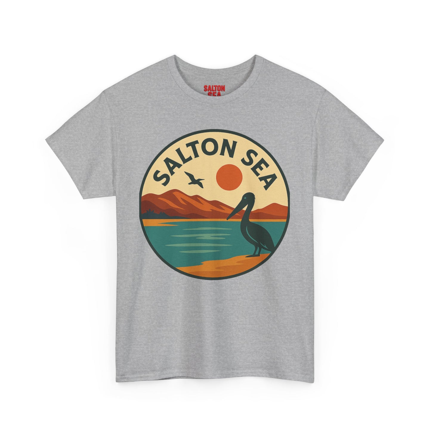 Salton Sea Graphic Tee | Unisex Heavy Cotton T-Shirt, Nature Lover Gift, Lake Adventure Shirt, Outdoor Apparel, Vintage Lake Design