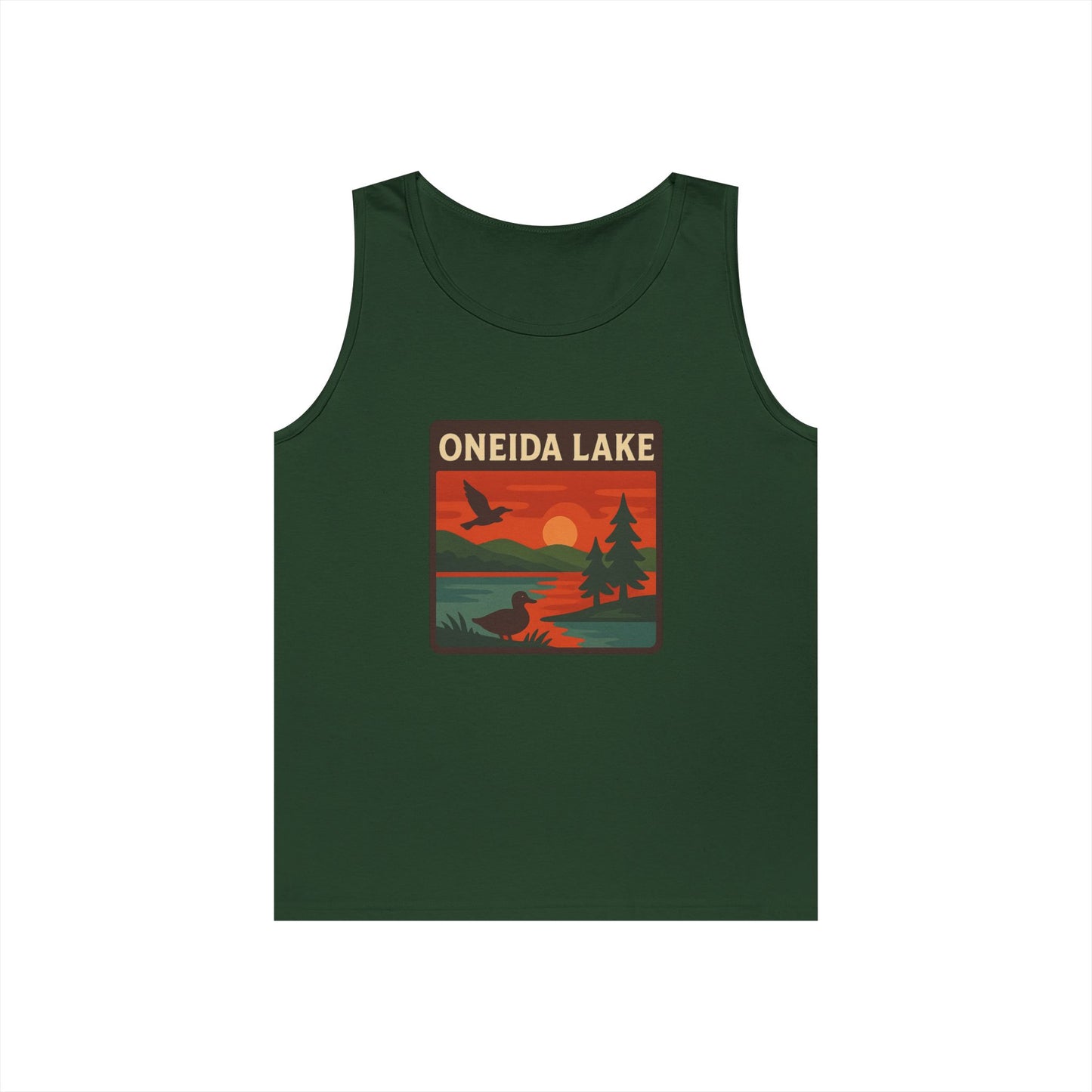 Oneida Lake Vintage Unisex Heavy Cotton Tank Top, Summer Shirt, Lake Apparel, Outdoor Activity, Gift for Nature Lovers