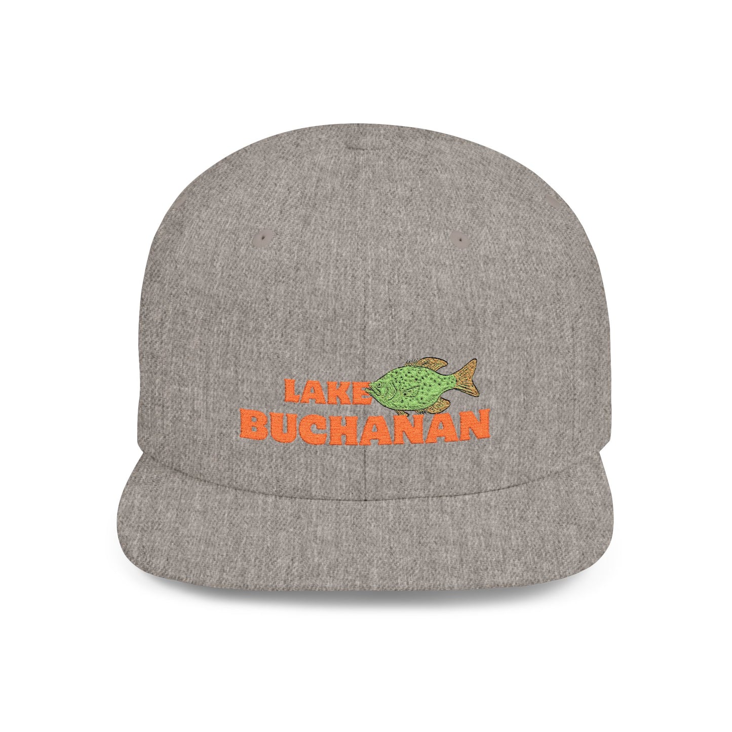 Lake Buchanan Fish Flat Bill Snapback Hat, Fishing Cap, Outdoor Gear, Lake House Gift, Summer Accessories, Stylish Headwear