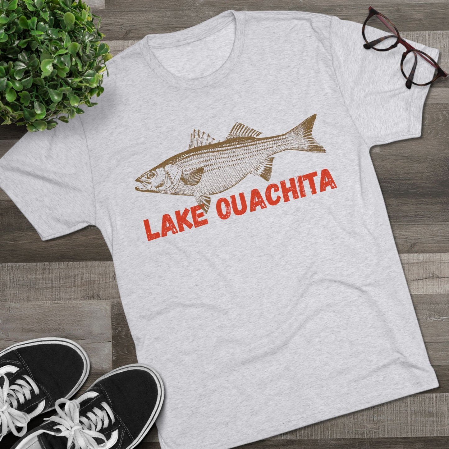 Lake Ouachita Fishing Tee, Unisex Crew Neck Shirt, Summer Lake Apparel, Gift for Fishermen, Outdoor Adventure T-Shirt, Lake House Style