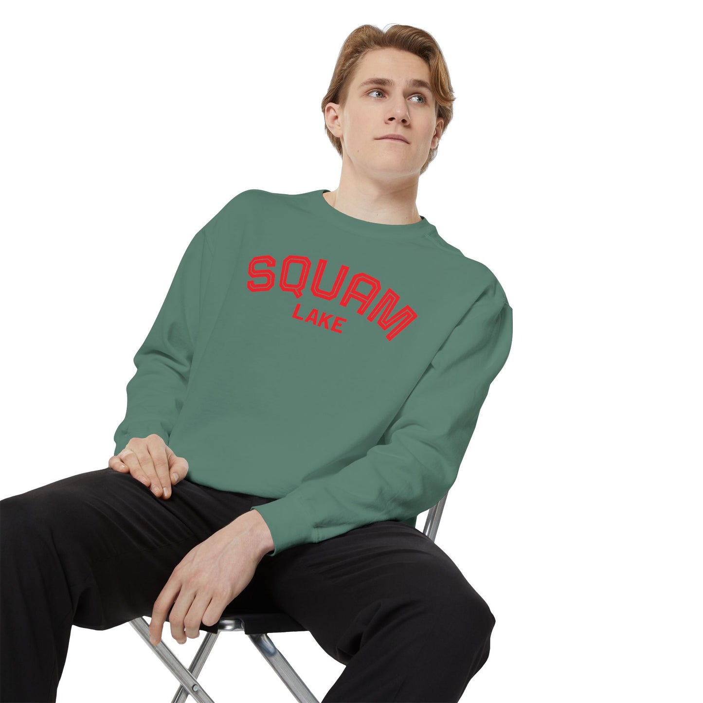 Squam Lake Unisex Garment-Dyed Sweatshirt, Cozy Casual Wear, Perfect for Lakeside Gatherings, Great for Fall, Gift for Nature Lovers