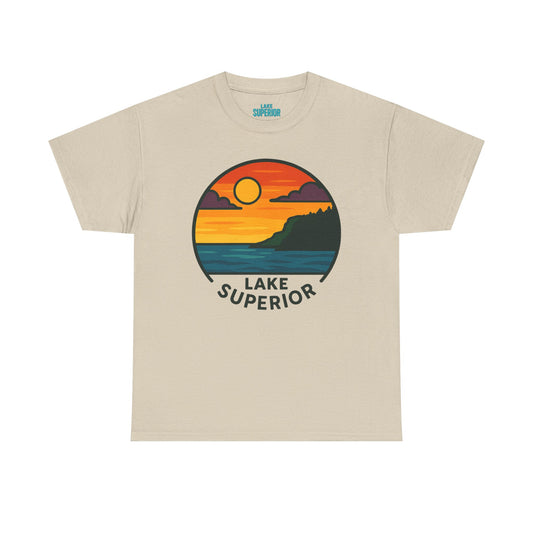 Lake Superior Graphic Tee | Unisex Heavy Cotton T-Shirt, Nature Lover Gift, Lake Adventure Shirt, Outdoor Apparel, Vintage Lake Design