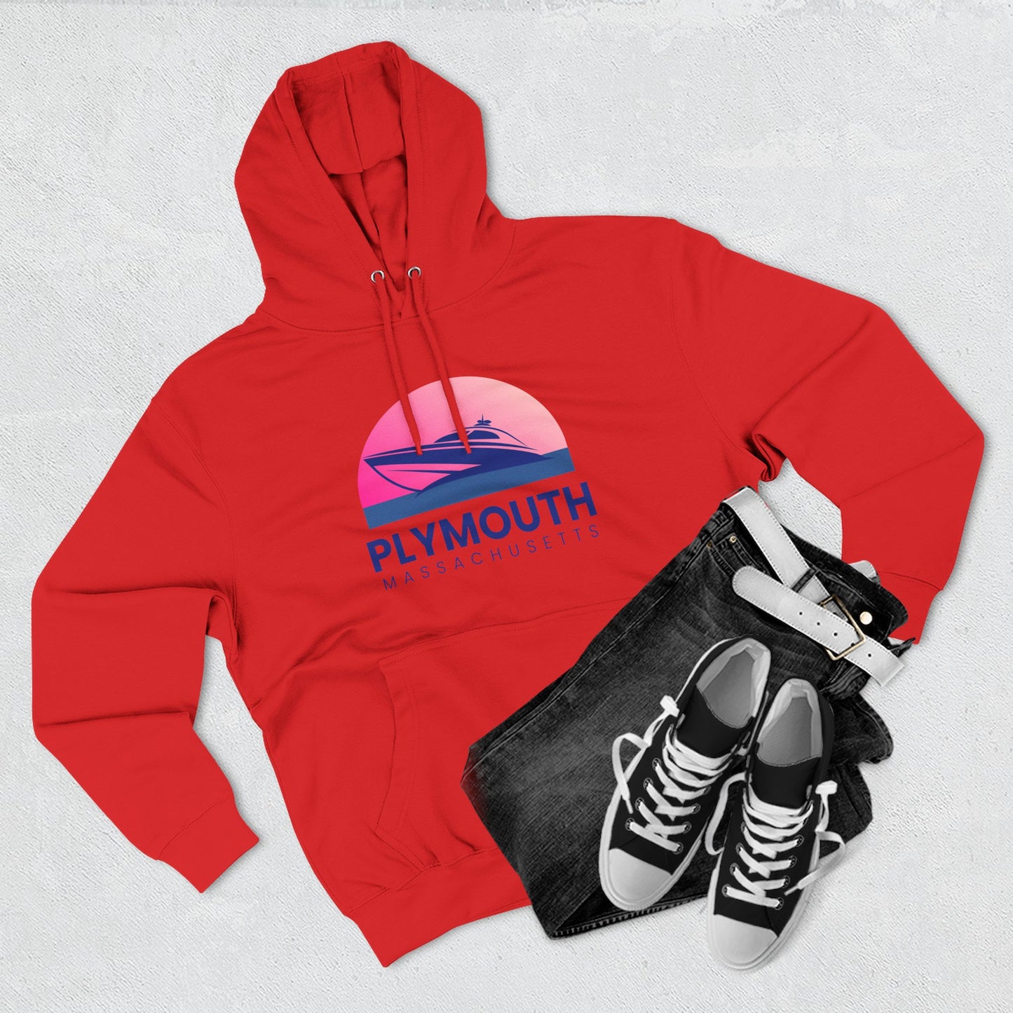 Plymouth Vibes Hoodie with Design, Perfect for Autumn Lovers, Comfortable and Stylish, Great Gift for Vacations
