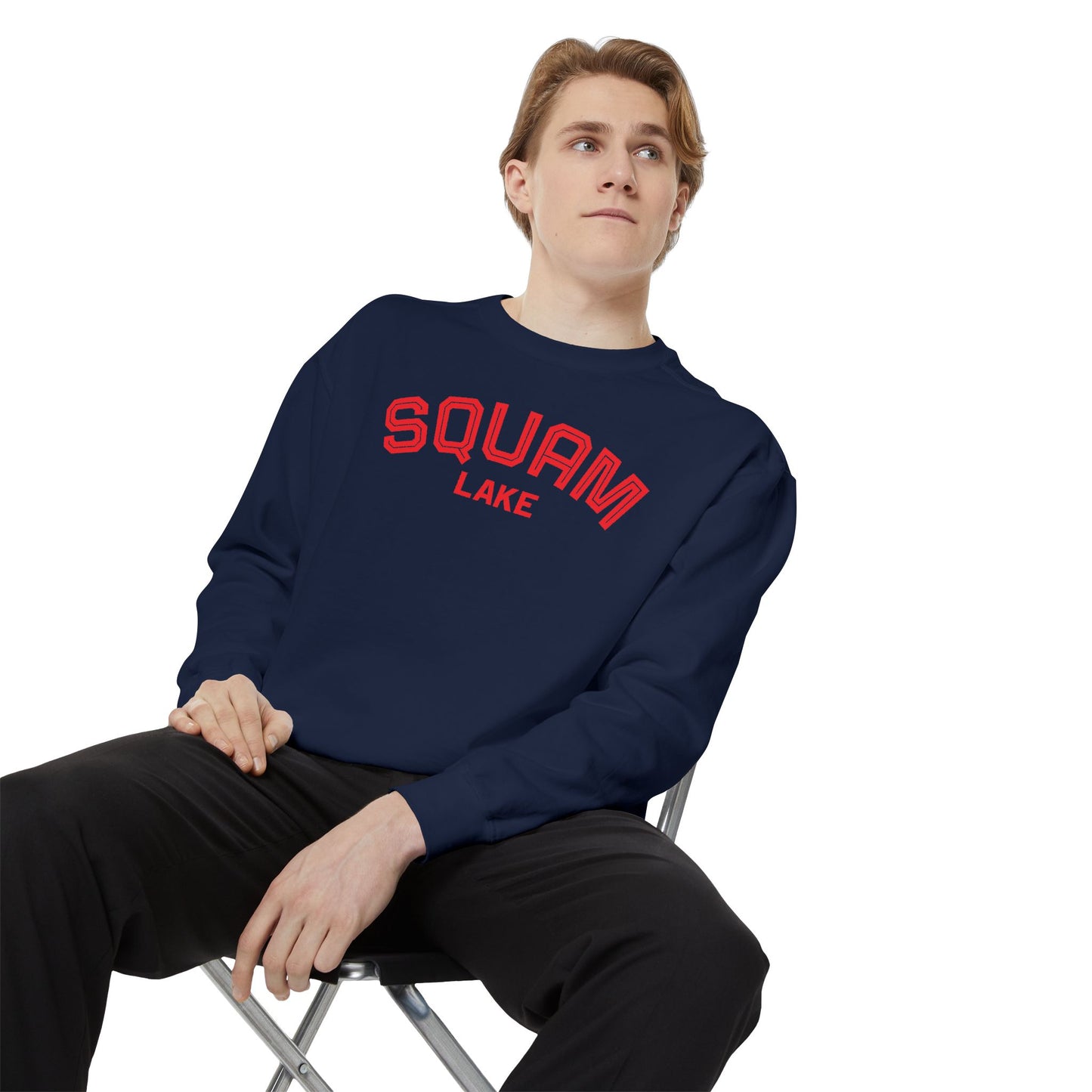 Squam Lake Unisex Garment-Dyed Sweatshirt, Cozy Casual Wear, Perfect for Lakeside Gatherings, Great for Fall, Gift for Nature Lovers
