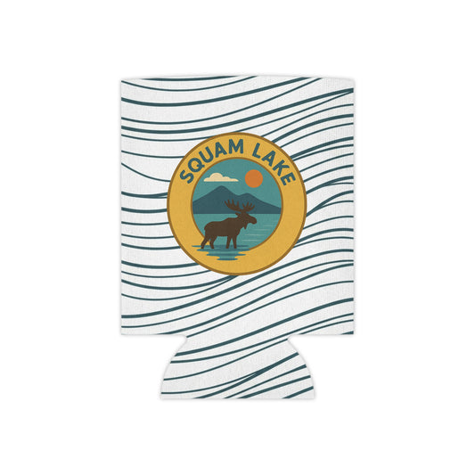 Squam Lake Can Cooler | Vintage Lake House Drink Holder, Outdoor Party Favor, Moose Design, Camping Gear, Summer BBQ Essential