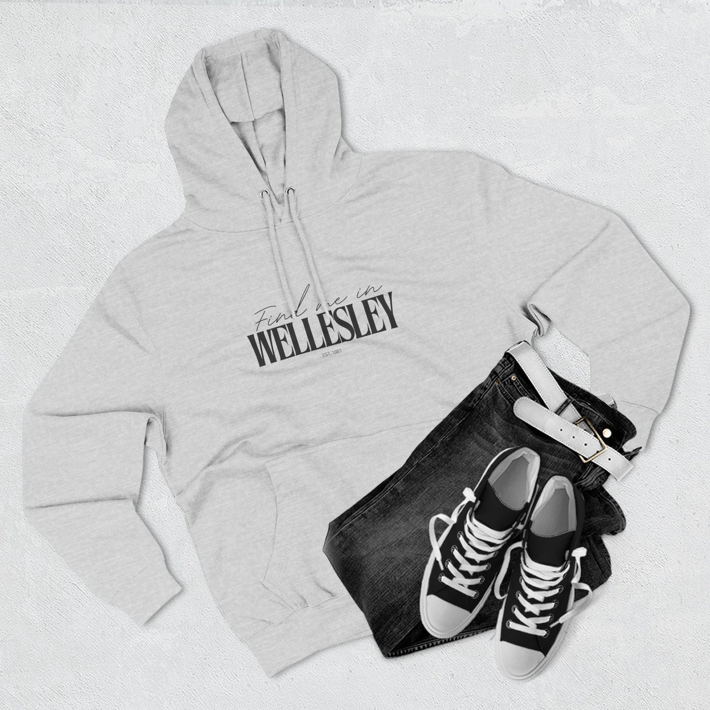 Wellesley Stylish Three-Panel Fleece Hoodie for Everyday Comfort, Personalized Gift, Casual Wear, Unisex Hoodie, Cozy Fashion