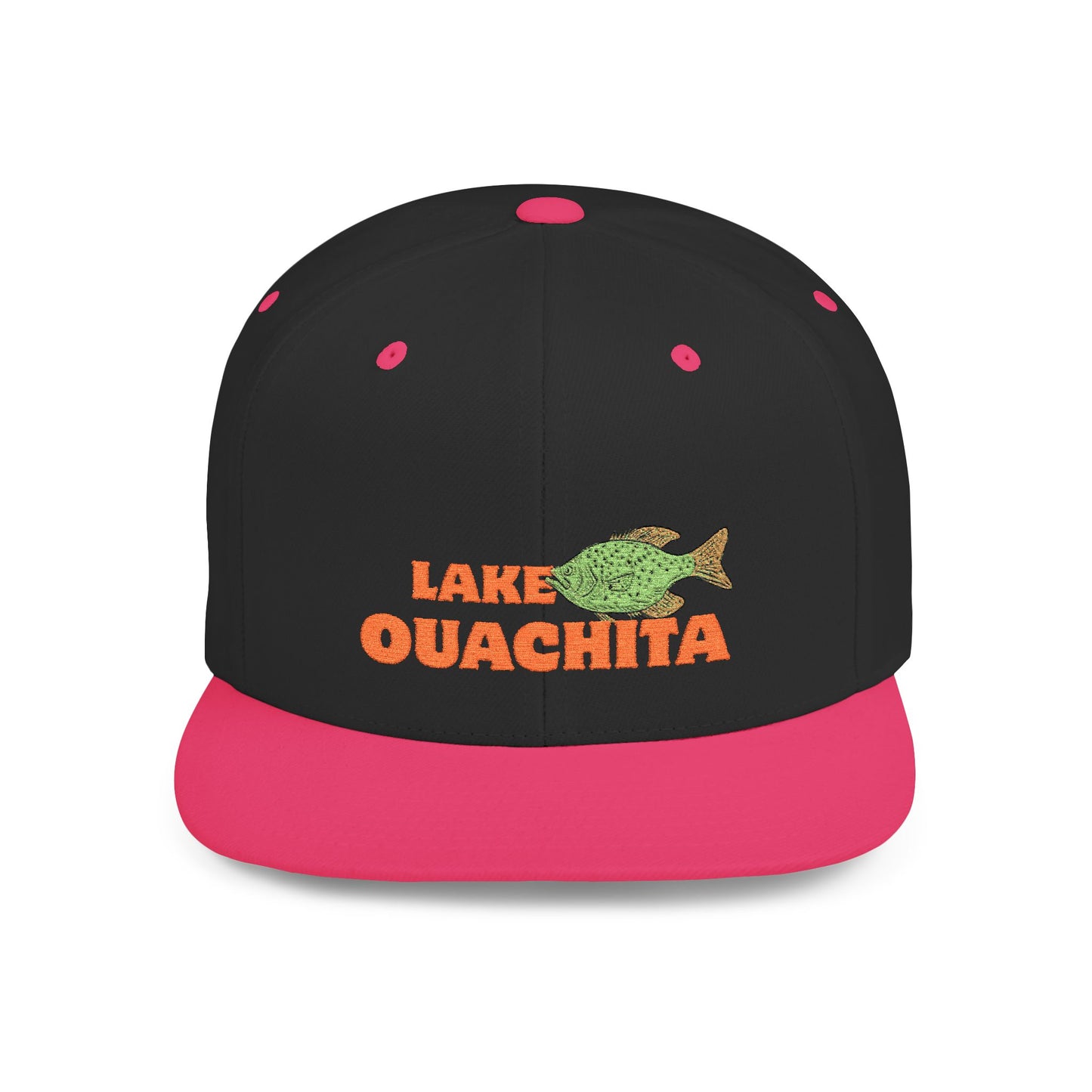 Lake Ouachita Fish Flat Bill Snapback Hat, Fishing Cap, Outdoor Gear, Lake House Gift, Summer Accessories, Stylish Headwear