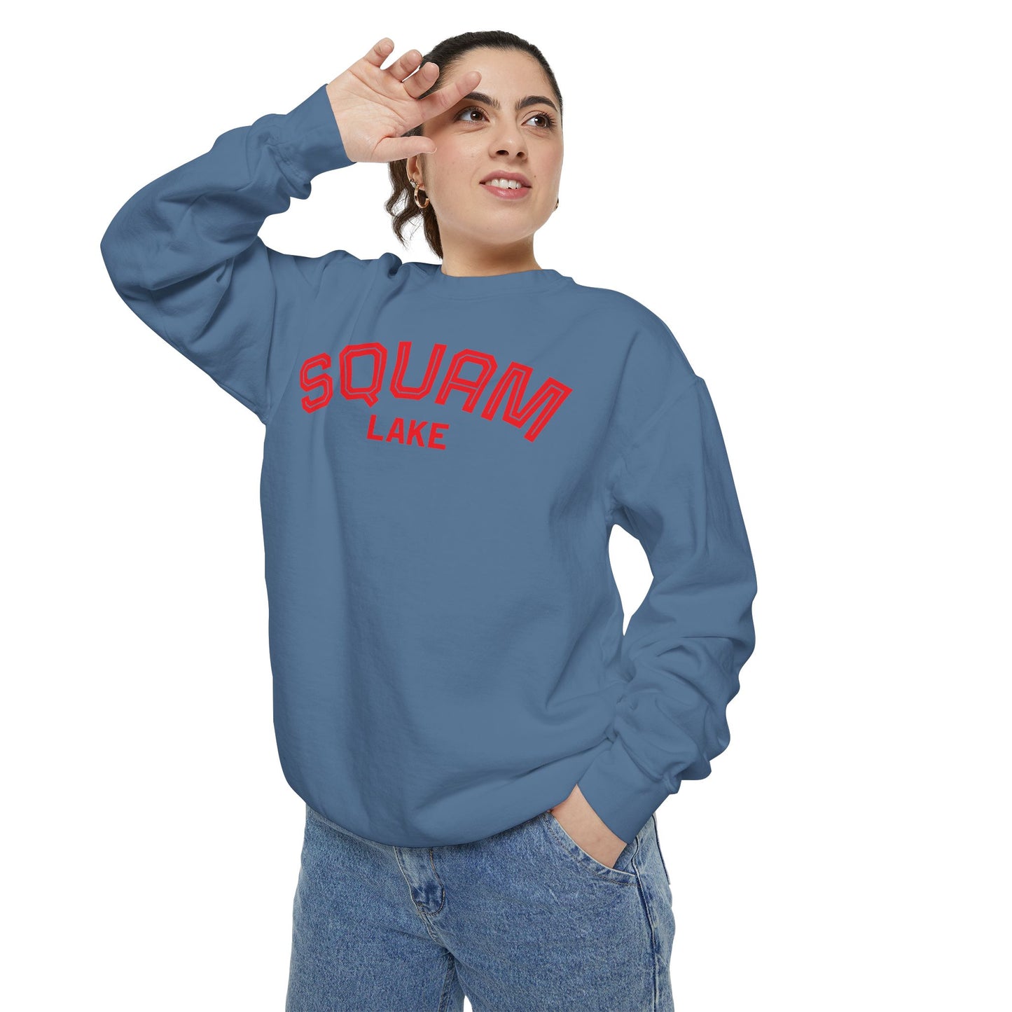 Squam Lake Unisex Garment-Dyed Sweatshirt, Cozy Casual Wear, Perfect for Lakeside Gatherings, Great for Fall, Gift for Nature Lovers