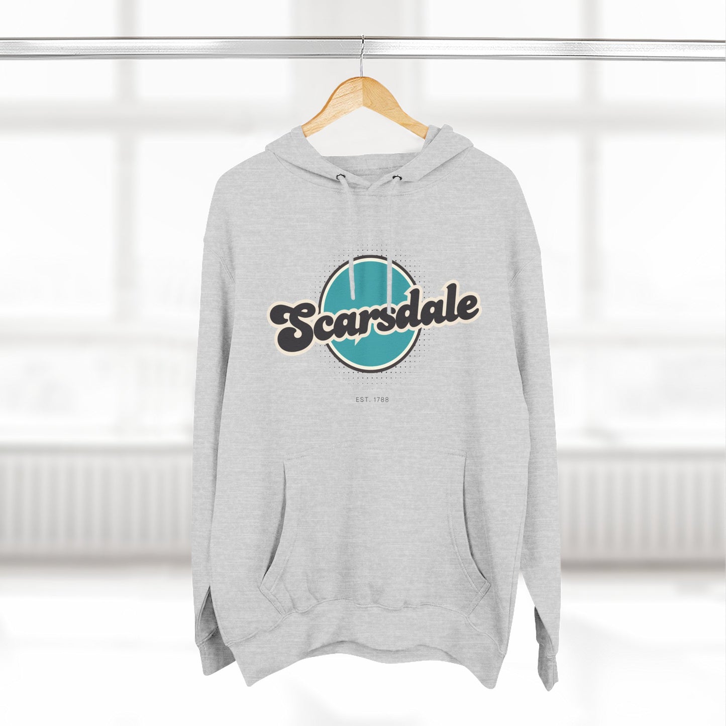 Scarsdale Retro Vibe Hoodie for Casual Days, Streetwear, Unisex Gift, Cozy Layering Apparel, Scarsdale Design Hoodie