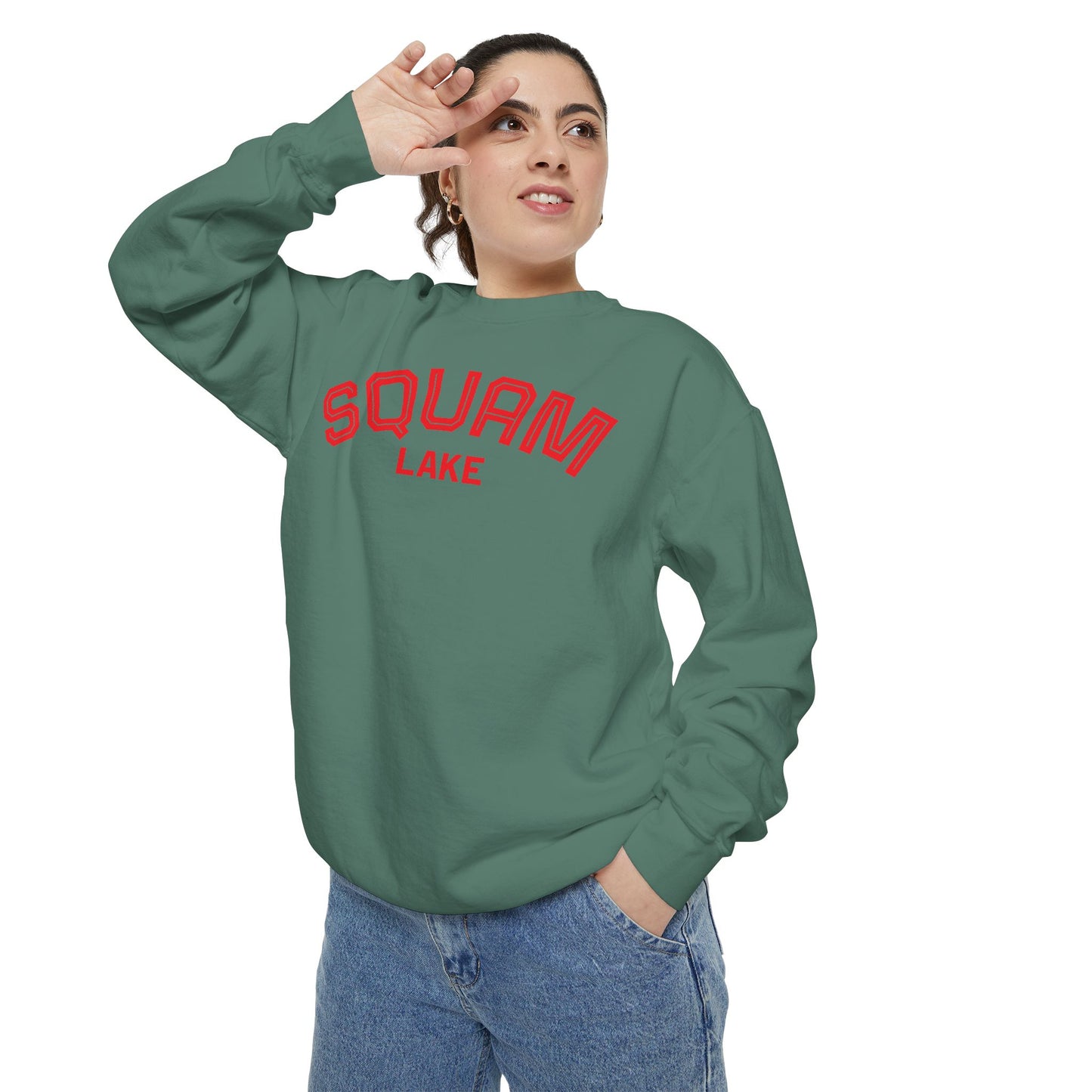 Squam Lake Unisex Garment-Dyed Sweatshirt, Cozy Casual Wear, Perfect for Lakeside Gatherings, Great for Fall, Gift for Nature Lovers