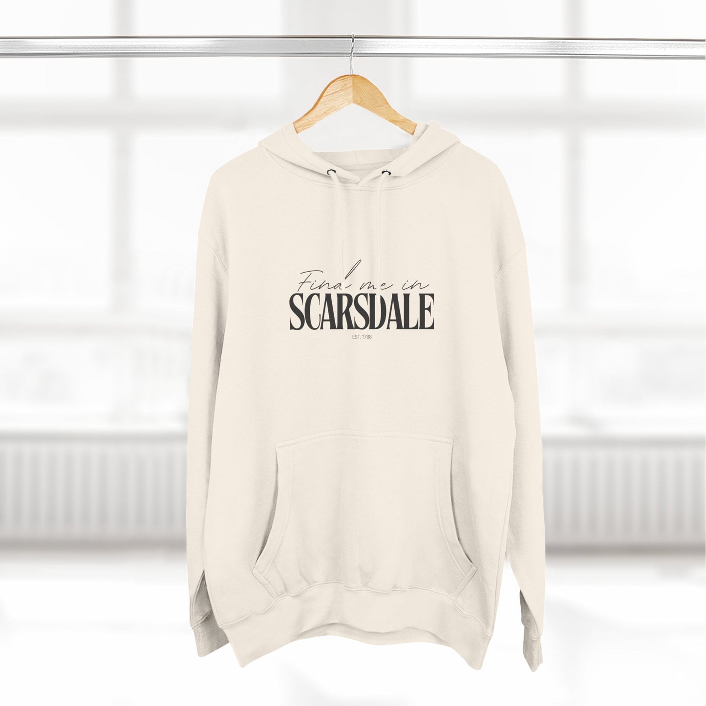 Scarsdale Stylish Three-Panel Fleece Hoodie for Everyday Comfort, Personalized Gift, Casual Wear, Unisex Hoodie, Cozy Fashion