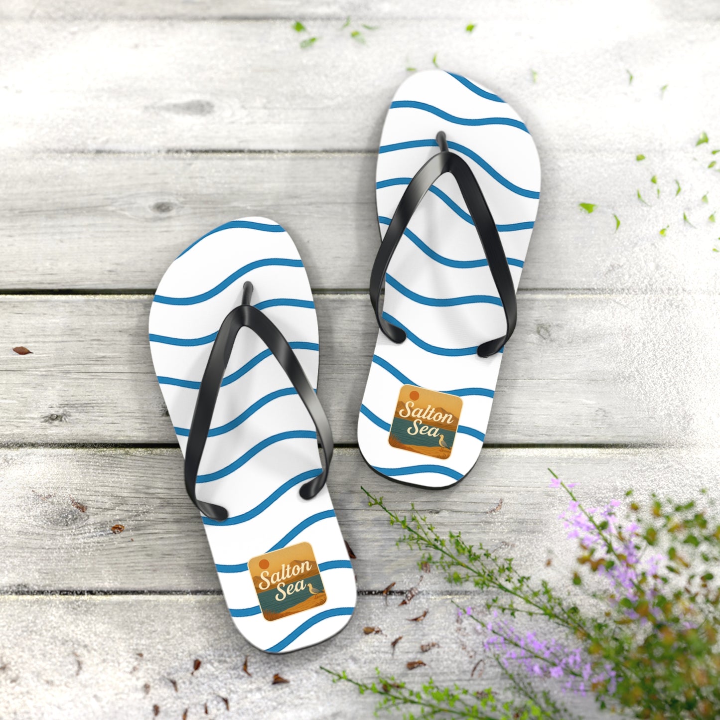 Salton Sea Beachy Vibes Flip Flops - Summer Sandals, Poolside Footwear, Vacation Essentials, Casual Summer Shoes, Beach Accessories