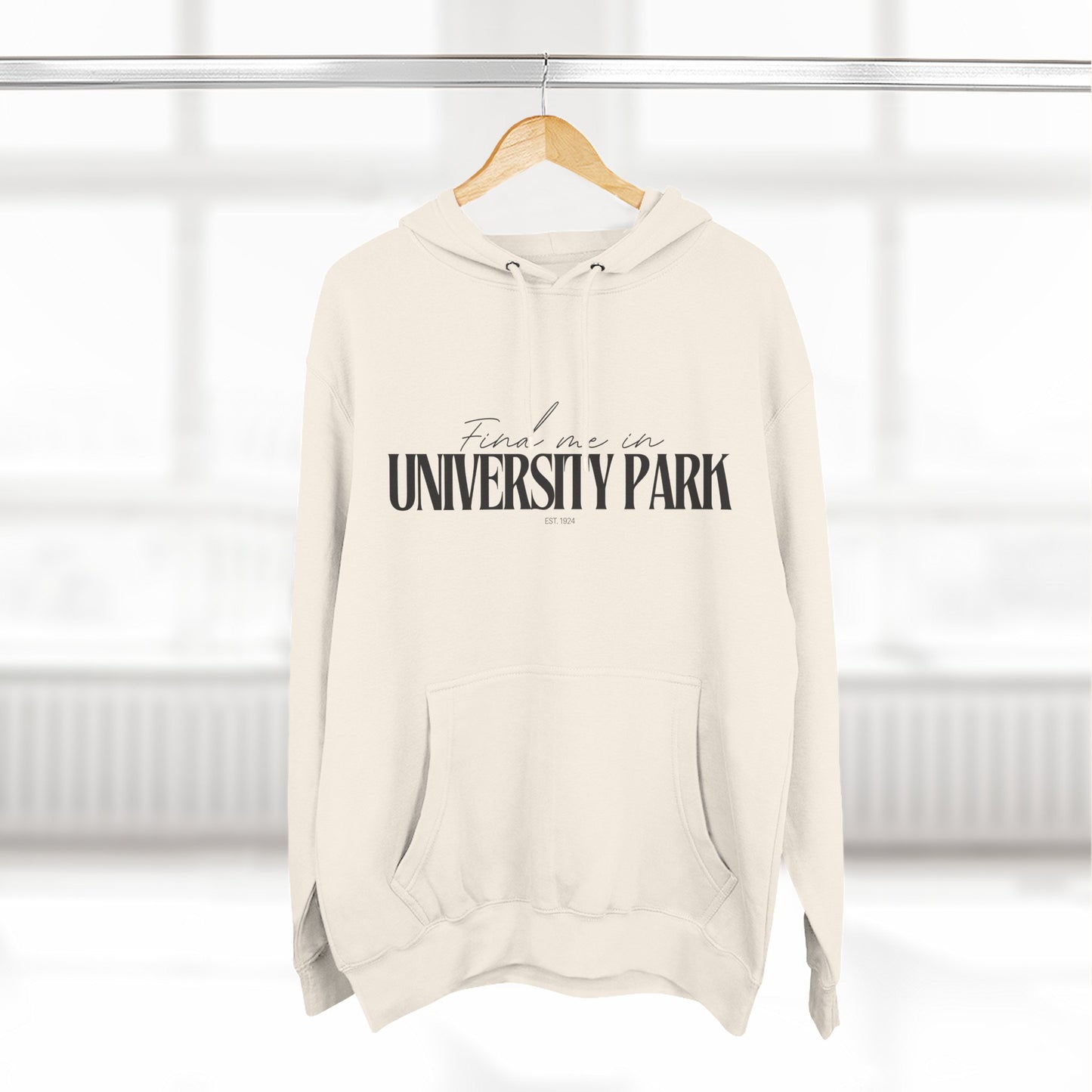 University Park Stylish Three-Panel Fleece Hoodie for Everyday Comfort, Personalized Gift, Casual Wear, Unisex Hoodie, Cozy Fashion