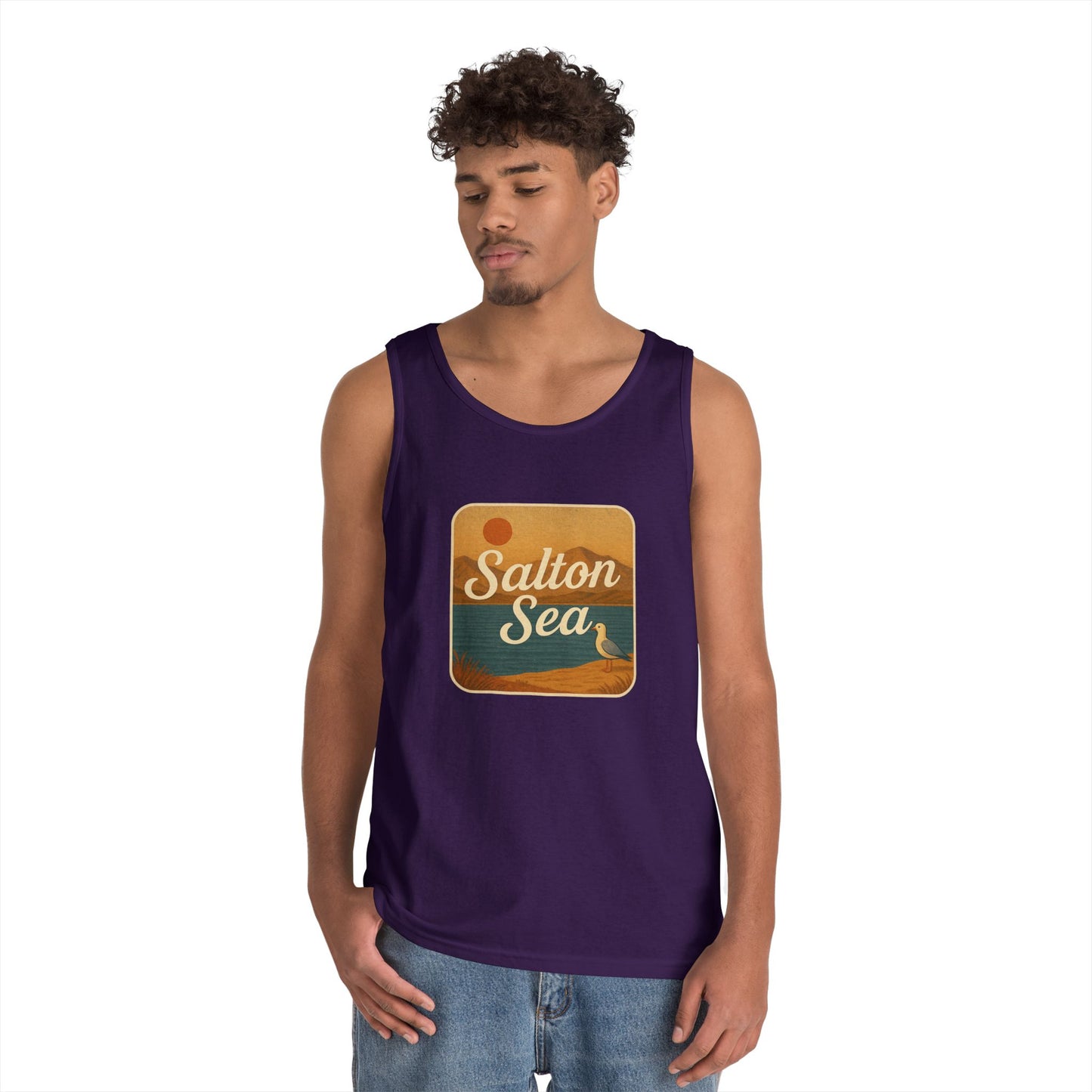 Salton Sea Vintage Unisex Heavy Cotton Tank Top, Summer Shirt, Lake Apparel, Outdoor Activity, Gift for Nature Lovers
