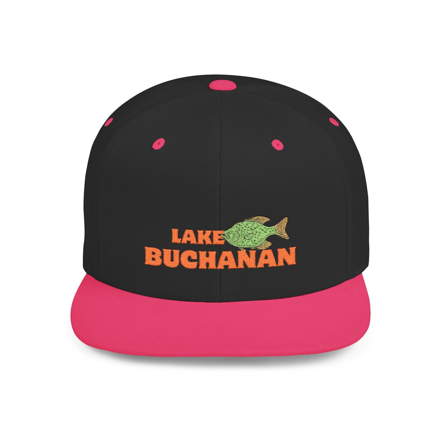 Lake Buchanan Fish Flat Bill Snapback Hat, Fishing Cap, Outdoor Gear, Lake House Gift, Summer Accessories, Stylish Headwear